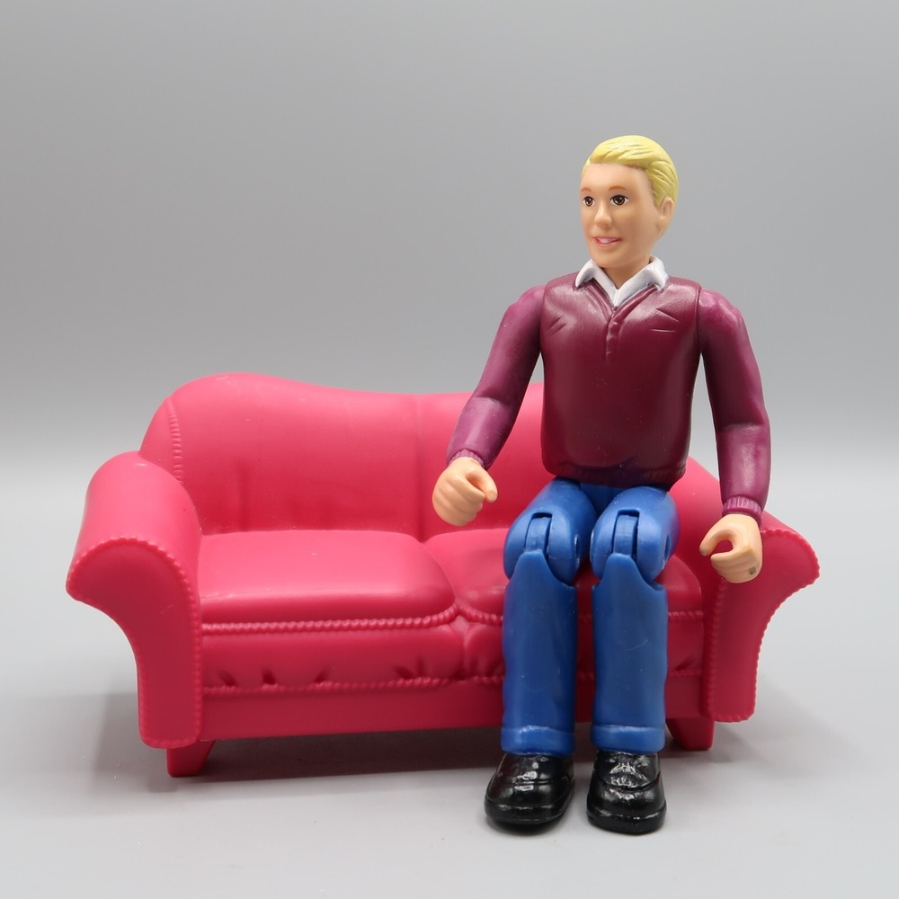 Toys R Us Loving Family Dollhouse Furniture Pink Loveseat Couch & Dad Boy Lot‎